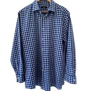 Hugo Boss Men's Dress Shirt Sz. XL 44 / 17.5 Blue Jenno Slim Fit Woven in Italy
